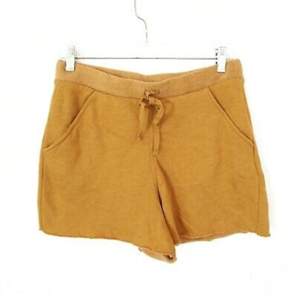 Free People Kelly Lounge Shorts Size M Stretch Fleece Pockets Cognac Gold NEW B2 - Picture 3 of 5